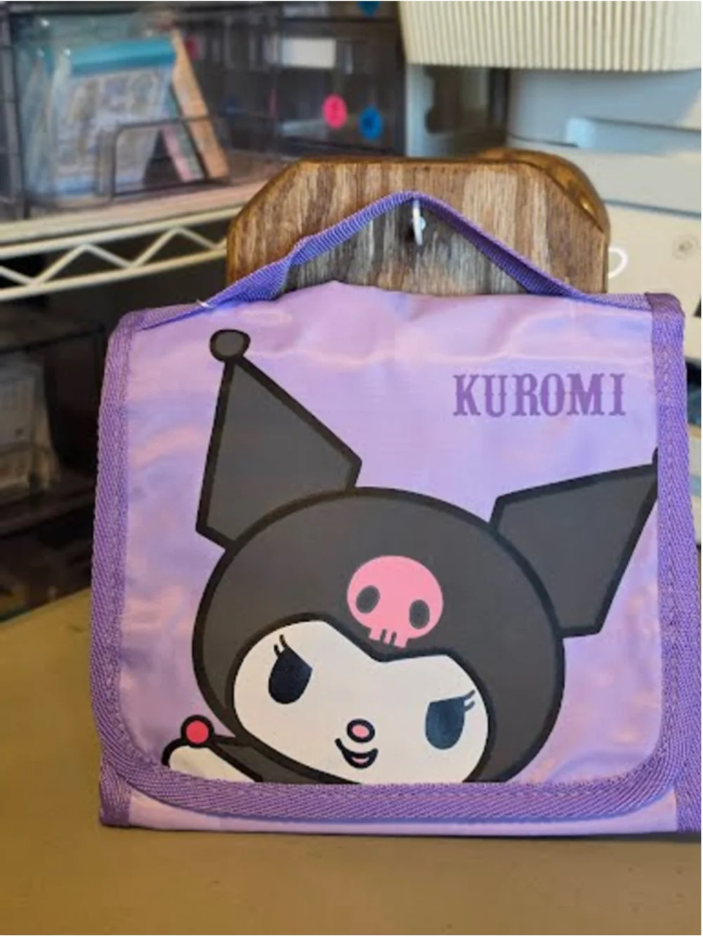 #KUR-2377 Kuromi Licensed Roll-up Stationary Bag - Velcro Closure - Mesh Inside